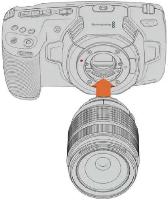 Blackmagic Design Pocket Cinema Camera 6K Pro - 安装主动式EF或MFT镜头卡口步骤如下: - 1