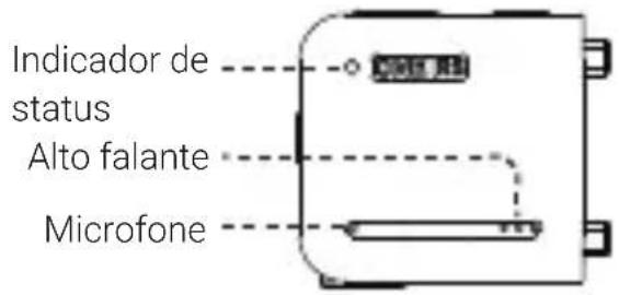 Indicador de status Alto falante Microfone
