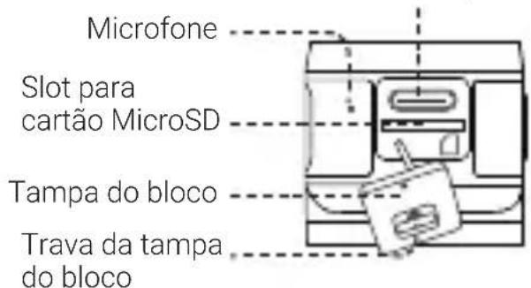 Microfone Slot para cartão MicroSD Tampa do bloco Trava da tampa do bloco