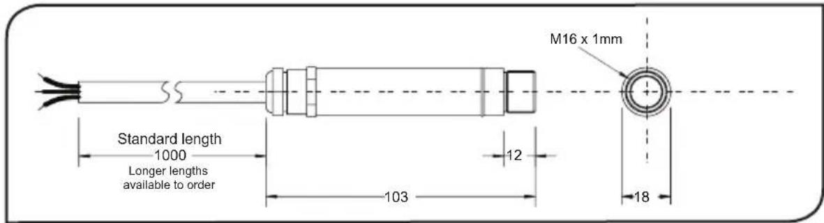 M16 x 1mm Standard length 1000 Longer lengths available to order 12 103 18