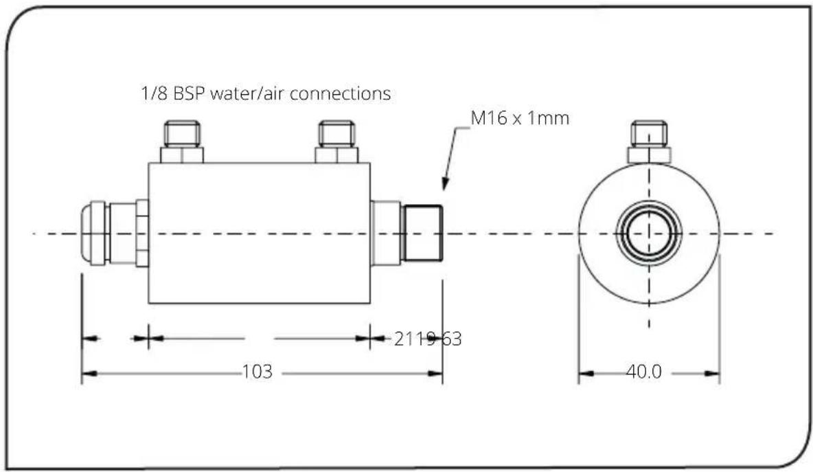 1/8 BSP water/air connections M16 x 1mm 2119 53 103 40.0