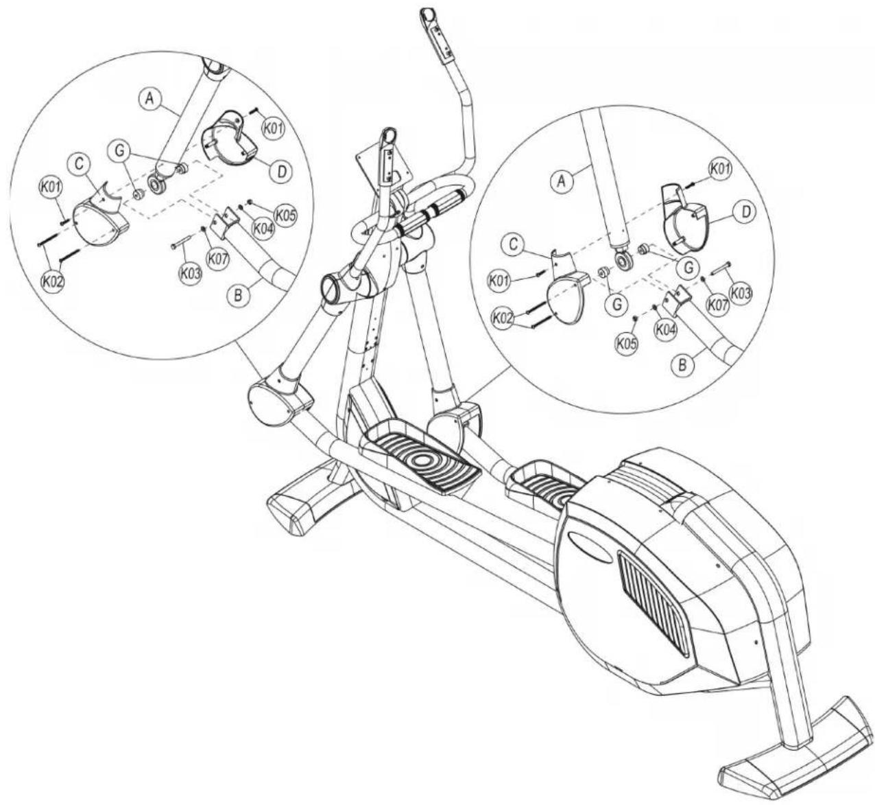 BH FITNESS LK700E CORE - STEP 2: ATTACHING THE CONTROL TUBES TO THE FRAME - 1