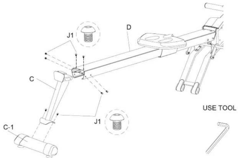 BH FITNESS LK500RW - STEP 5: Assemble the Rear Stabilizer - 1