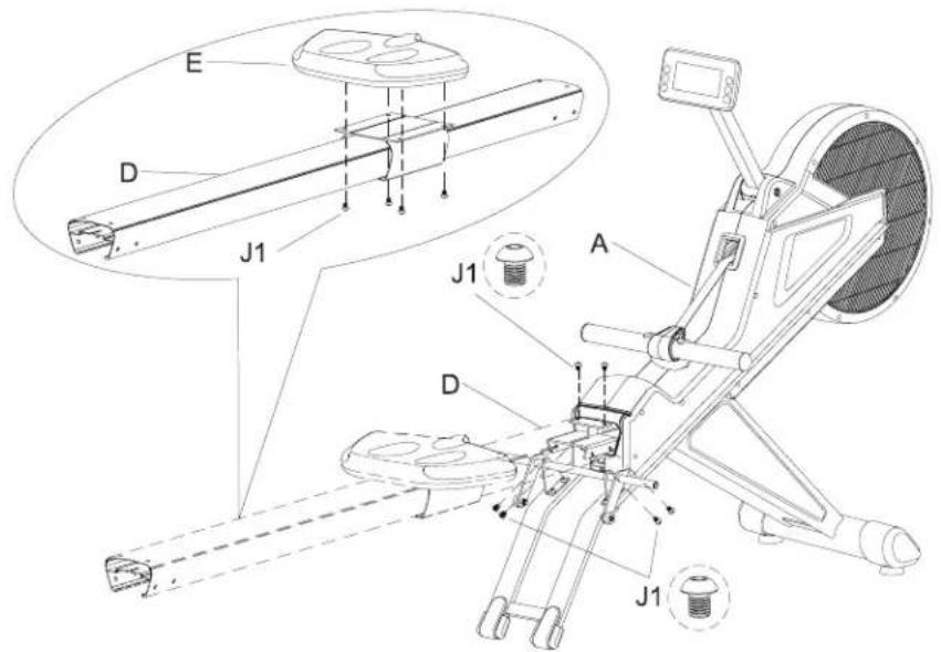 BH FITNESS LK500RW - STEP 4: Assemble Saddle With Upper Slide Track - 1