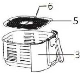 Labeled diagram of a food processor casing with numbered parts