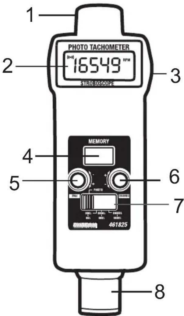 PHOTO TACHOMETER 16549 RPM STROBOSCOPE MEMORY 5 6 7 8 461825