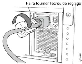 DELL PowerConnect JEX8216 - Partie 3 : Raccordement du commutateur à une source d'alimentation électrique Les blocs d'alimentation sont préinstallés dans le châssis. Pour chaque bloc d'alimentation, procédez comme suit : - 2