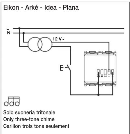 Eikon - Arké - Idea - Plana L N 12 V~ E Solo suoneria tritonale Only three-tone chime Carillon trois tons seulement