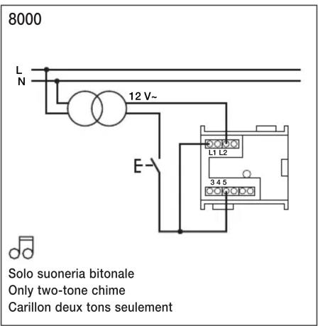 8000 L N 12 V~ E- Solo suoneria bitonale Only two-tone chime Carillon deux tons seulement