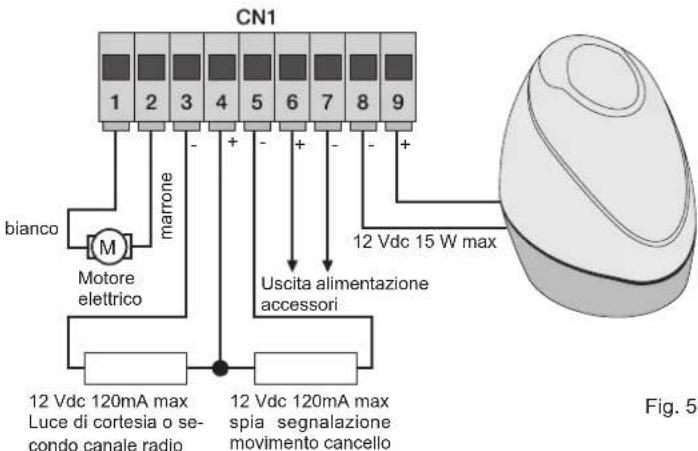 Vimar ELVOX ESM1.120 - 4.2- Cablaggio lampeggiante, luce di cortesia e spia di segnalazione movimento cancello - 1