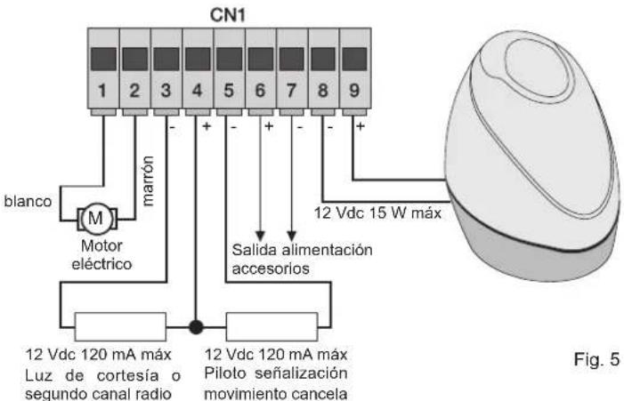Vimar ELVOX EK01 - 4.2- Cableado de luz de destellos, luz de cortesía y piloto de señalización del movimiento de la cancela - 1