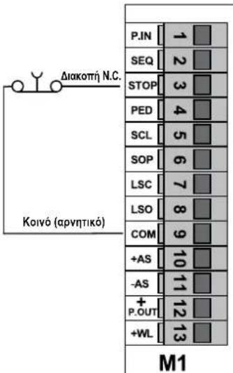 Vimar ELVOX ESM3.1 - Σύνδεση μπουτόν διακοπής κίνησης. - 1
