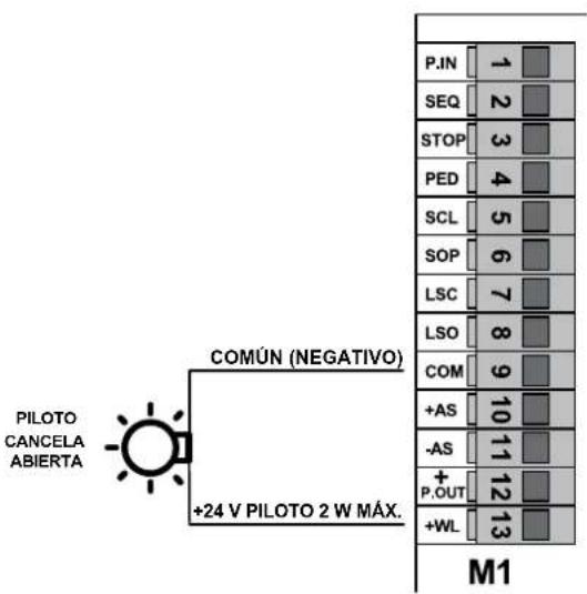 Vimar ELVOX ESM3.1 - Conexión del piloto de cancela abierta. - 1