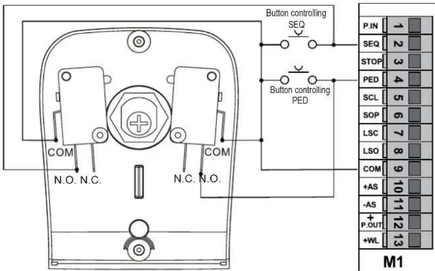 Vimar ELVOX ESM3.1 - Connecting control push buttons and keyswitch. - 1