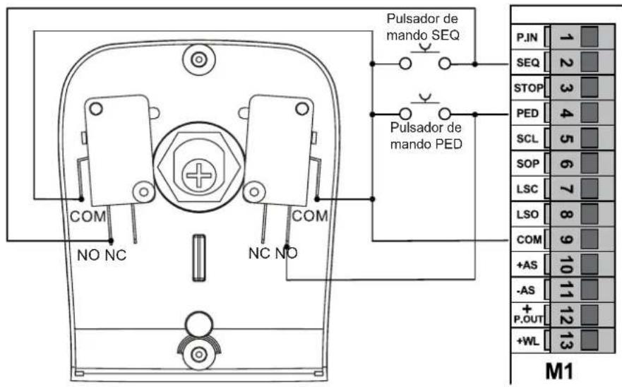 Vimar ELVOX ESM3.1 - Conexión de pulsadores de mando y selector de llave. - 1