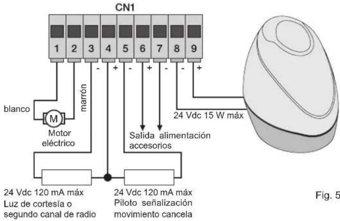 Vimar ELVOX EK02.EXP - 4.3- Cableado de luz de destellos, luz de cortesía y piloto de señalización del movimiento de la cancela - 1