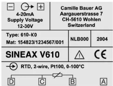 Camille Bauer Sineax V610 - Raccordement des lignes de sortie de mesure (circuit de mesure) - 2