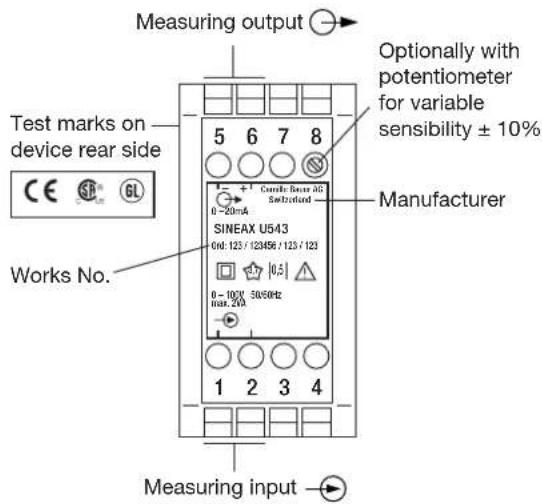 Camille Bauer Sineax U543 - Electrical connections - 5