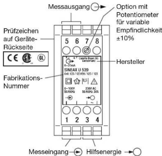 Camille Bauer Sineax U539 - Elektrische Anschlüsse - 6
