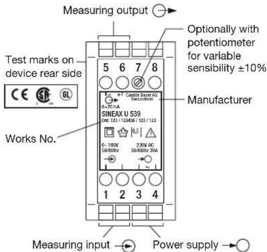 Camille Bauer Sineax U539 - Electrical connections - 8