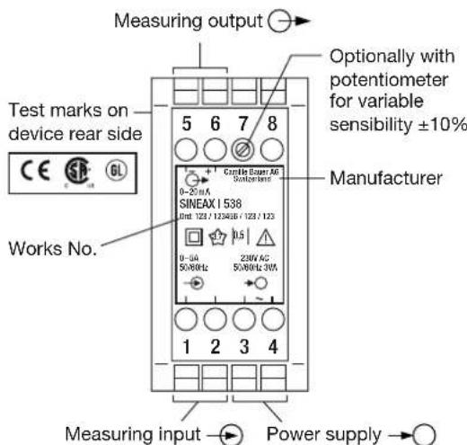 Camille Bauer Sineax I538 - Electrical connections - 8