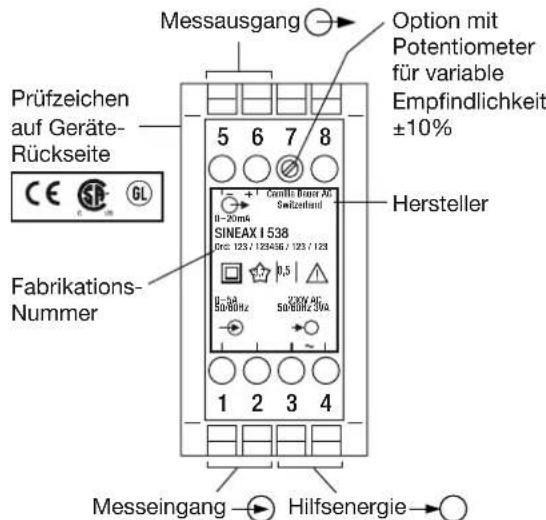 Camille Bauer Sineax I538 - Elektrische Anschlüsse - 9
