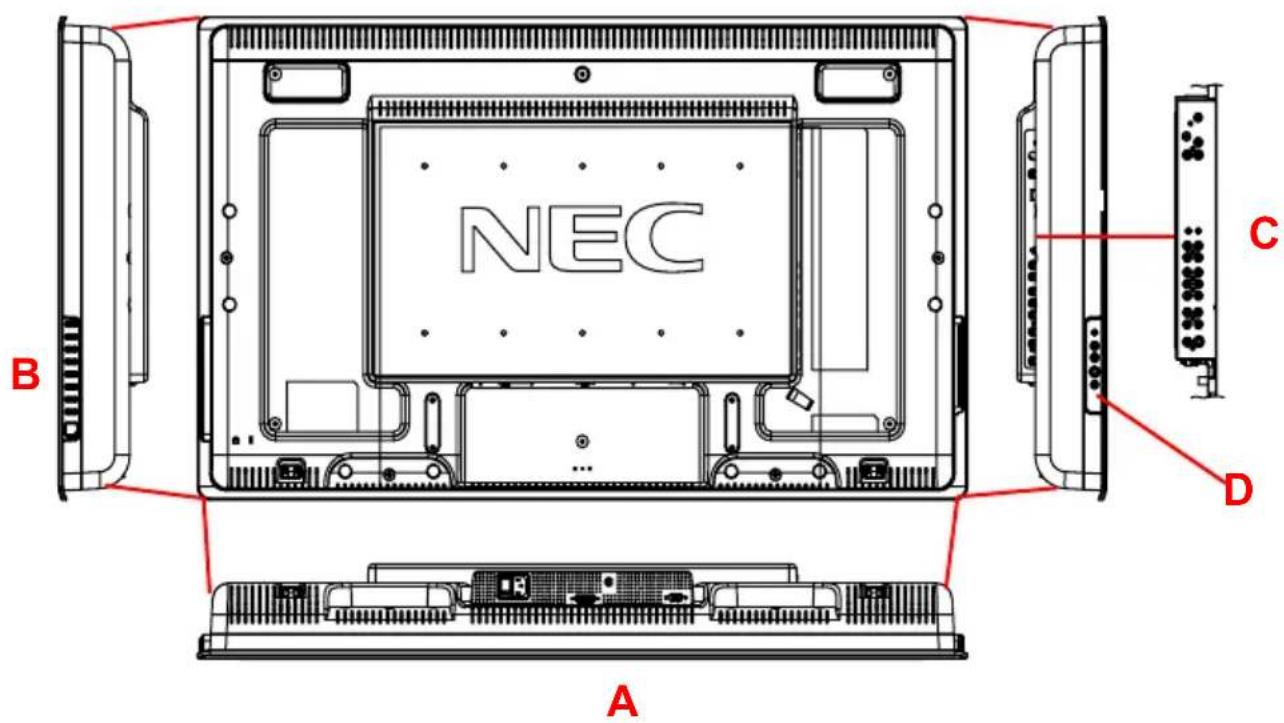 NEC MultiSync LCD3735WXM - Conectores situados en la parte posterior - 1