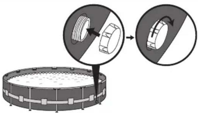 Diagram illustrating a mechanical assembly process with labeled components and directional arrows indicating rotation or movement.