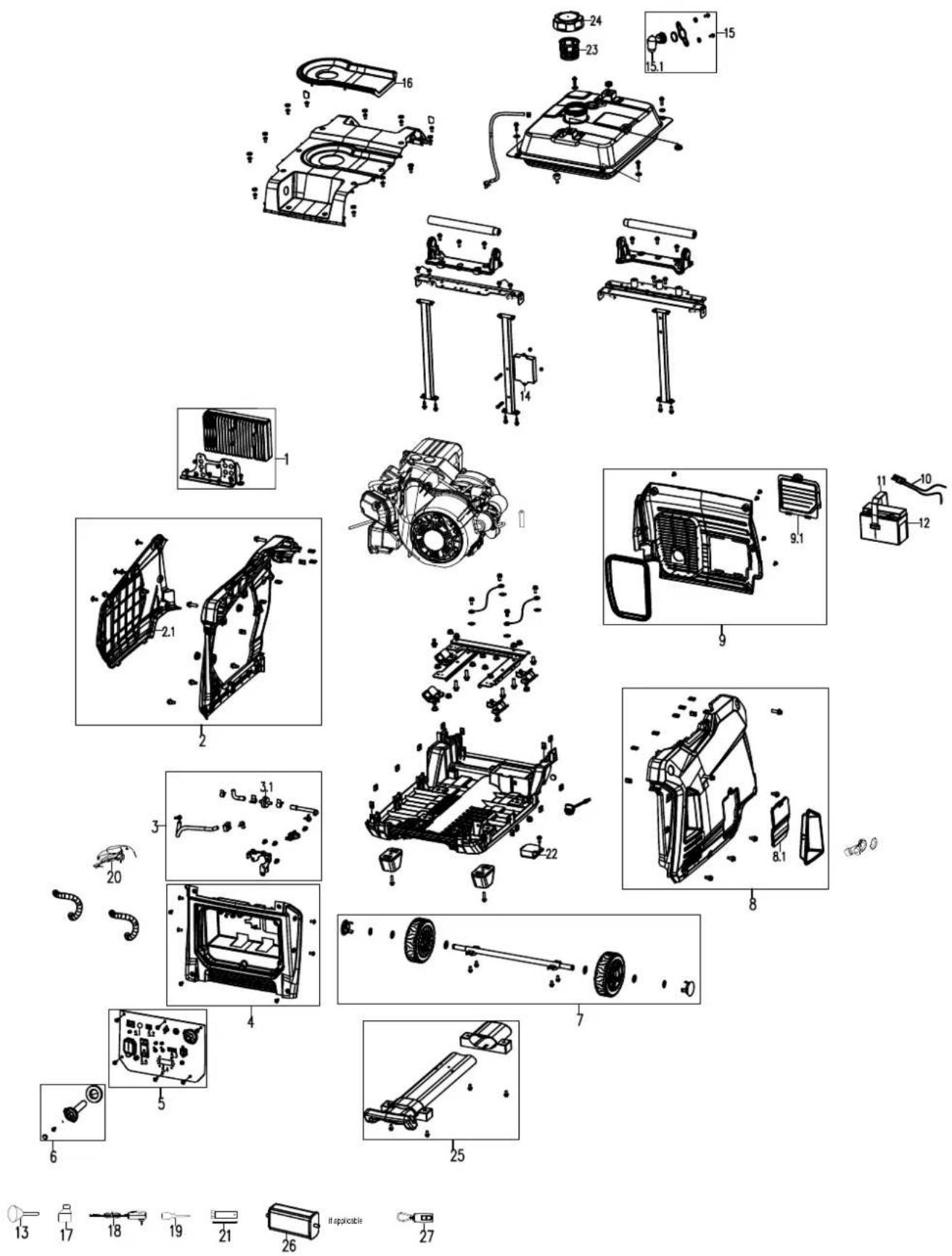 Cummins Onan P4500i - GENERATOR EXPLODED VIEW - 1
