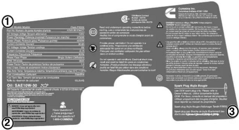 Cummins Onan P4500i - ÉTIQUETTES ET AUTOCOLLANTS DE SÉCURITÉ - 1