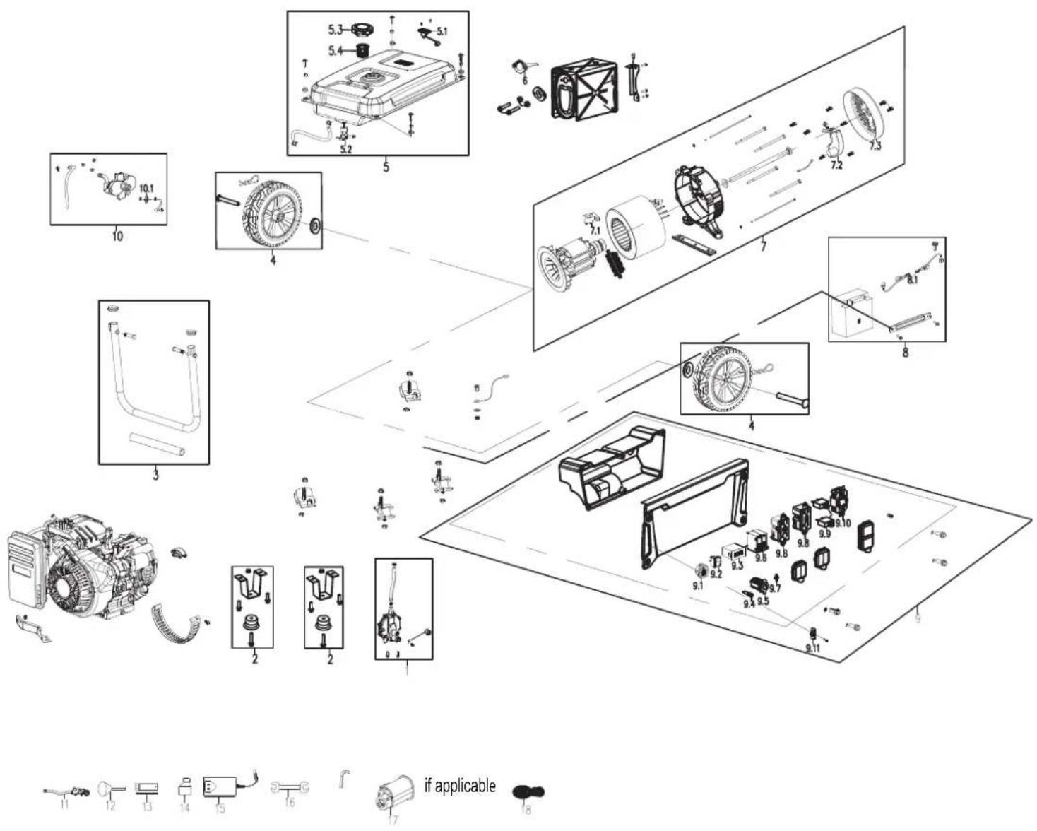 Cummins Onan P9500df - GENERATOR EXPLODED VIEW - 1