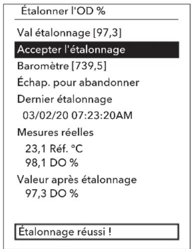 YSI ProQuatro - Étalonnage du % d'od dans de l'air saturé d'eau - 1