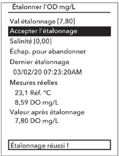 YSI ProQuatro - Étalonnage du % d'od dans de l'air saturé d'eau - 2