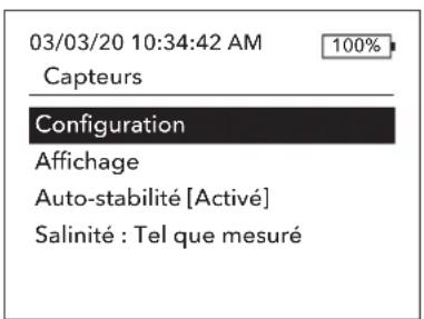 YSI ProQuatro - Menu capteurs - 2