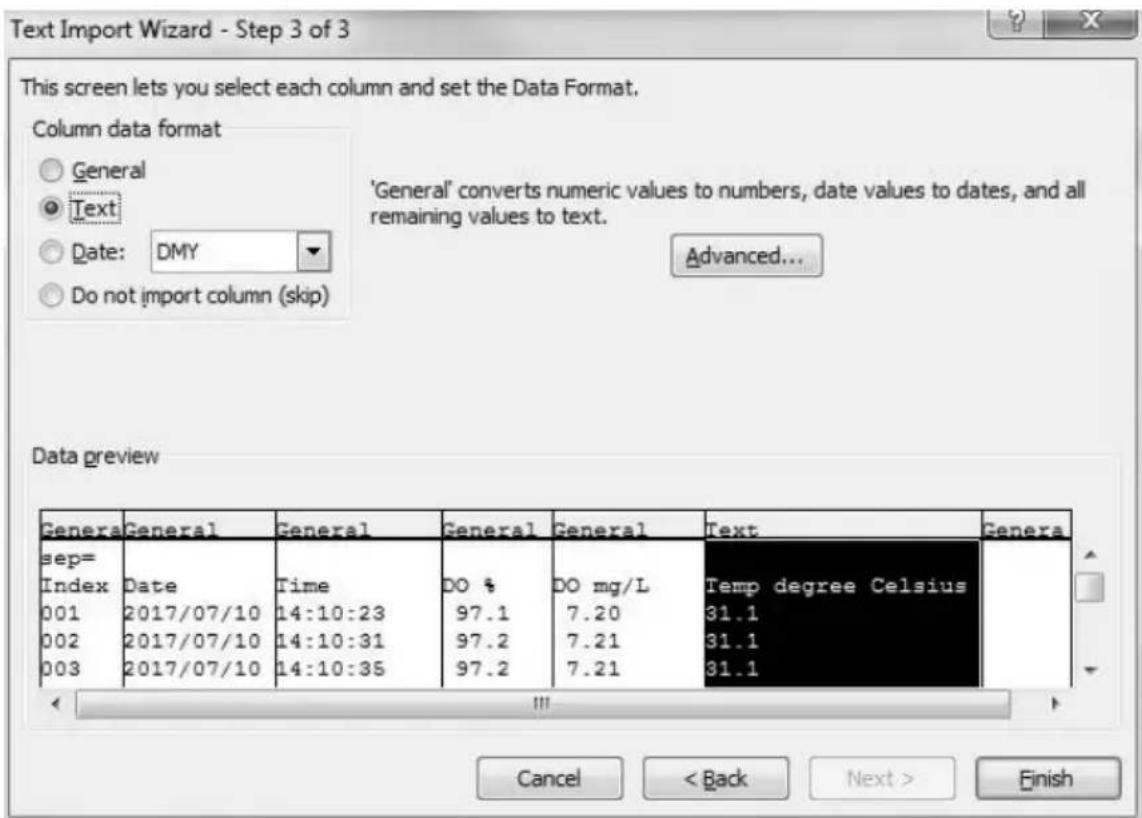 YSI EcoSense ODO200 - Ouverture du fichier de données avec EXCEL® - 4
