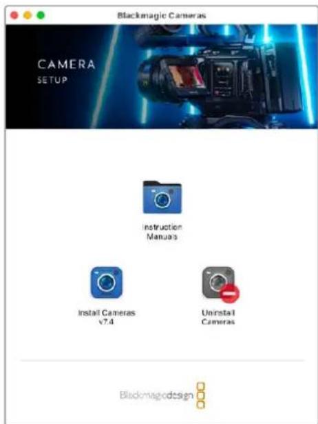 Blackmagic Cameras CAMERA SETUP Instruction Manuals Install Cameras v7.4 Uninstall Cameras Blackmagodesign
