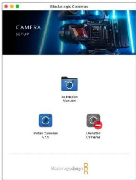 Blackmagic Cameras CAMERA SETUP Instruction Manuals Install Cameras v7.4 Uninstall Cameras Blackmagicdesign