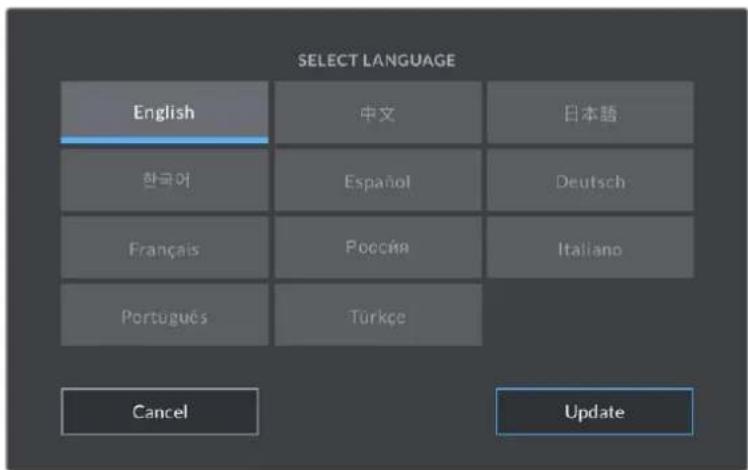 SELECT LANGUAGE English 中文 日本語 한국어 Espanöl Deutsch Français Roscia Italiano Português Türkçe Cancel Update