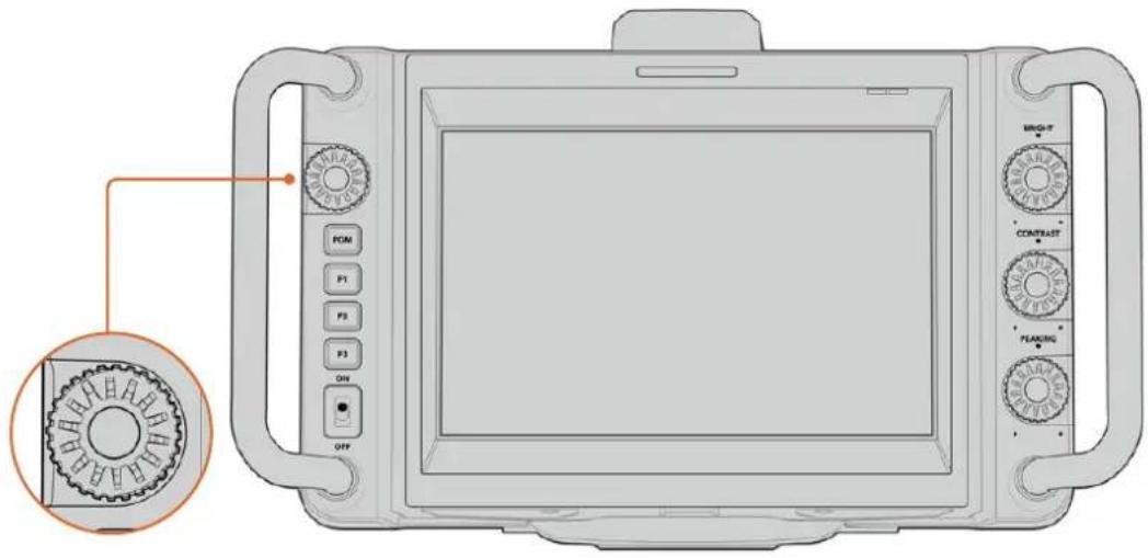 Diagram of a microwave oven control panel with labeled buttons and a circular dial indicator showing the gear mechanism.