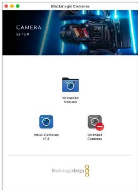 Blackmagic Cameras CAMERA SETUP Instruction Manuals Install Cameras v7.4 Uninstall Cameras Blackmagodesign