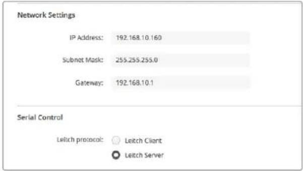 Blackmagic Design MultiView 16 - Paramètres network et serial control - 1