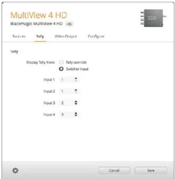 Blackmagic Design MultiView 16 - タリーの 設 定 - 1