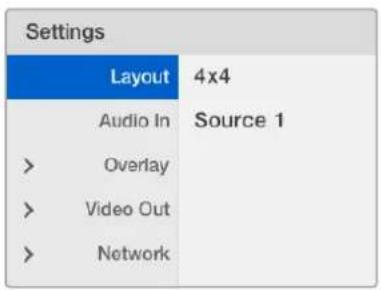 Blackmagic Design MultiView 16 - Vorgabe des Layouts auf Ihrem Blackmagic MultiView 16 - 2