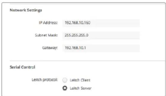 Blackmagic Design MultiView 16 - Network and Serial Control Settings - 1