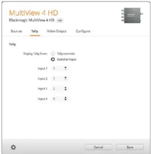 Blackmagic Design MultiView 16 - Настройка Tally-индикации - 1