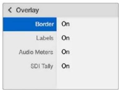 < Overlay Border On Labels On Audio Meters On SDI Tally On