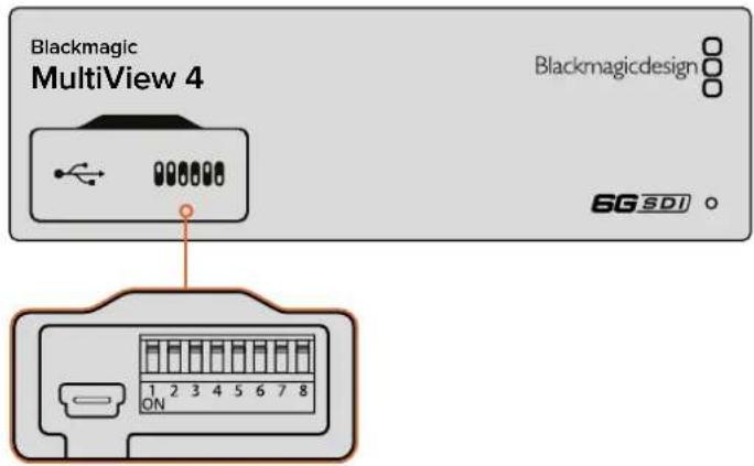 Blackmagic Design MultiView 16 - Cambiare le impostazioni con gli interruttori - 1