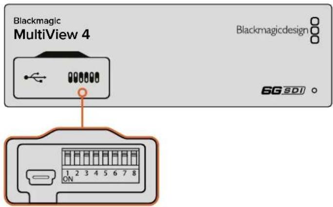 Blackmagic Design MultiView 16 - Réglage des paramètres à l'aide des interrupteurs - 1