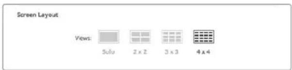 Screen Layout Views: Solo 2 x 2 3 x 3 4 x 4