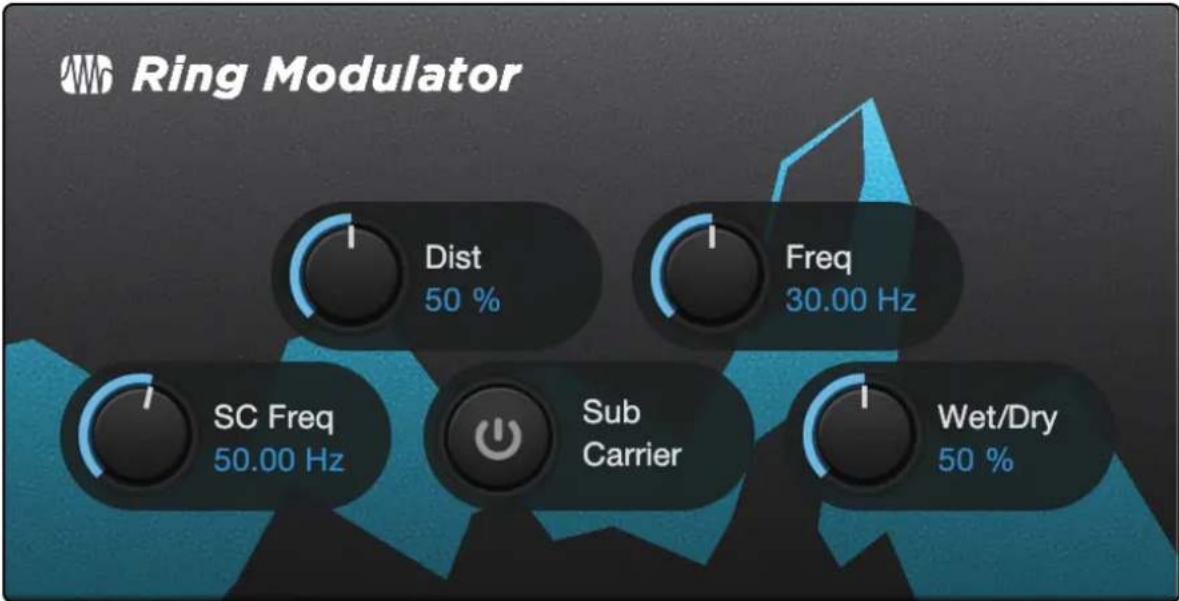 Ring Modulator Dist 50 % Freq 30.00 Hz SC Freq 50.00 Hz Sub Carrier Wet/Dry 50 %